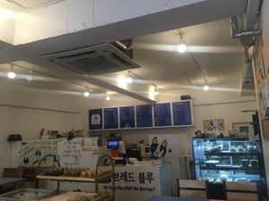 Inside, counter area at Haemil Bakery in Seoul
