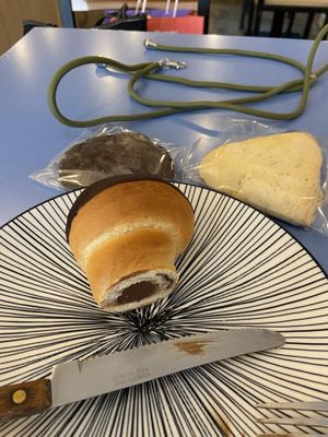 Inside of chocolate cream bread   at Haemil Bakery in Seoul