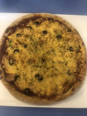 Vegan pizza at Haemil Bakery in Seoul