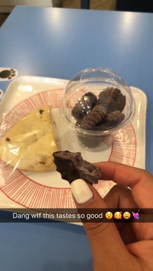 chocolate sand cookies is i think what they were called, and a raspberry scone! at Haemil Bakery in Seoul