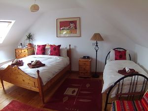 Master bedroom ensuite, King size and single bed at Rise & Shine in Westport