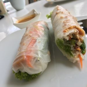 excellent summer rolls at Loving Hut Cafe in Dusseldorf