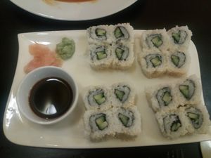 Cucumber maki at Loving Hut in Prague