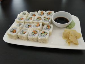 Vegan makis at Loving Hut in Prague