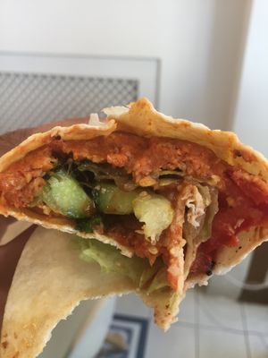 Vegan kofte wrap  at Cigköftem in Budapest