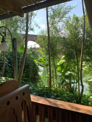 View of the river and bridge at Le Robinson in Albi
