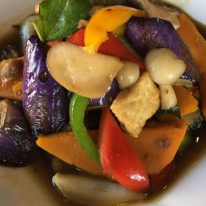pumpkin eggplant n tofu at Kale & Quinoa  in Studio City