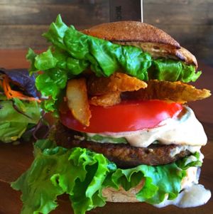 steak n cheese burger at Kale & Quinoa  in Studio City
