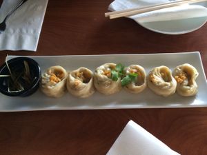 steamed dumplings  at Kale & Quinoa  in Studio City