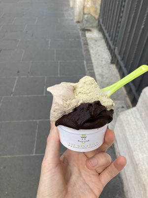 Dark chocolate, rice hazelnut, rice pistachio  at The Gelatist in Rome