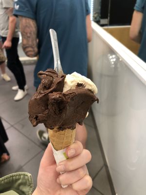 2 scoops of chocolate and 1 scoop of hazelnut! at The Gelatist in Rome