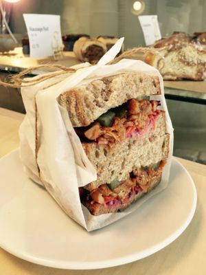 Jackfruit 'fooled pork' sammie at The Plant Room in Brighton
