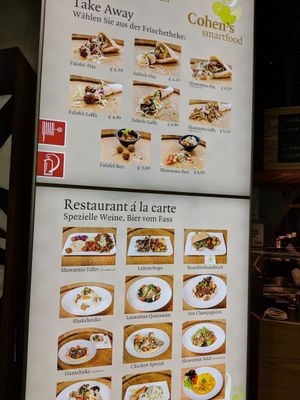 Menu at Cohen's Smartfood in Vienna