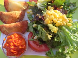 gnocchi with side salad at Die Kartoffel in Saarbrucken