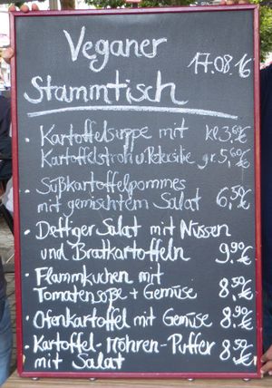 special menu for our veggie meet-up at Die Kartoffel in Saarbrucken