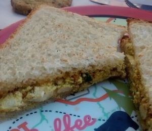 tofu scramble on bread at Brooklyn Whiskers - Broadway in Brooklyn