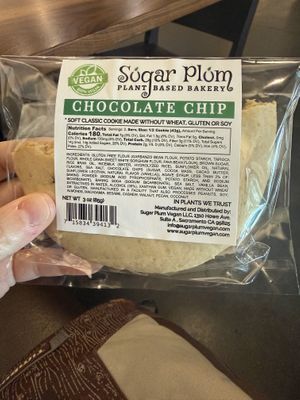 Vegan chocolate chip cookie from Sugar Plumm bakery  at Temple Coffee Roasters in Sacramento