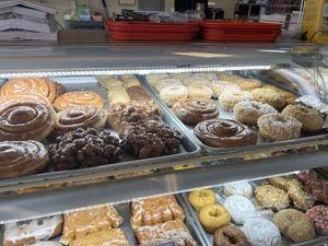 Almost the whole top row is vegan!   at Family Donuts & Deli in Carmichael