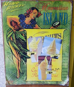 Poster of menu with prices  at Luau Whip in Seogyo-dong