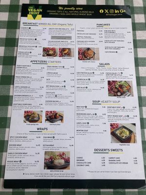 Menu side #2  at TVJ Kitchen - West LA in Los Angeles