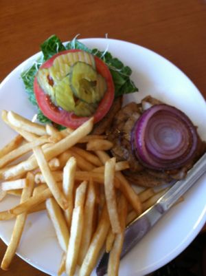 Vegan Steak Burger & Fries at TVJ Kitchen - West LA in Los Angeles