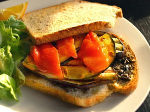 Grilled Veggies Sandwich with Salad: at Cafe Frosch in Kyoto