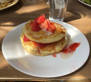 strawberry shortcake pancakes !  at The Green Fork & Local Roots Market in North Wales
