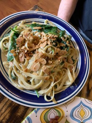 Vegan caulifredo this was tasty but probably would opt for something else next visit at The Green Fork & Local Roots Market in North Wales