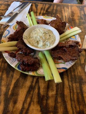 Seitan wings with vegan ranch there were so many this is a great value!!  at The Green Fork & Local Roots Market in North Wales