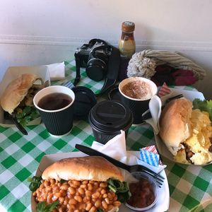 vegan baked beans roll for breakfast at Graze on Grassmarket in Edinburgh