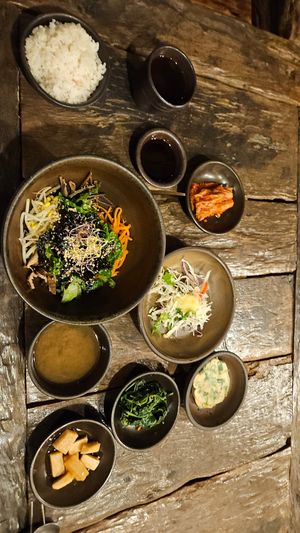 Bibimbap (all of this is only one order) at Dasoni in Jeju