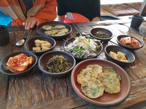 Banchan (side dishes) at Dasoni in Jeju