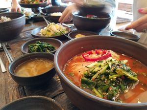 Spicy noodles at Dasoni in Jeju