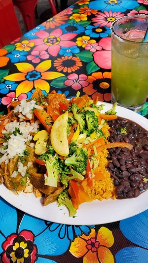 Vegan chilaquiles and a Thai basil margarita for brunch at Cafe Corazon - Kinnickinnick in Milwaukee
