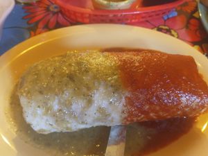 Soy chorizo burrito. Yum! at Cafe Corazon - Kinnickinnick in Milwaukee