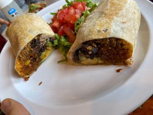 Vegan burrito with soyrizo (lunch size) at Cafe Corazon - Kinnickinnick in Milwaukee