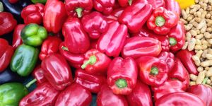 Red Bell Peppers at Farmer's Market - downtown Berkeley in Berkeley
