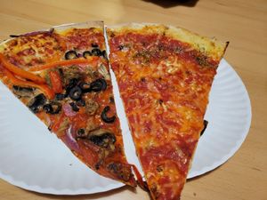 Cheese and a supreme at Screamer's Pizzeria - Greenpoint in Brooklyn