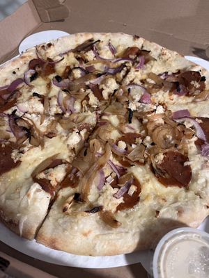 Vampire pizza  at Screamer's Pizzeria - Greenpoint in Brooklyn