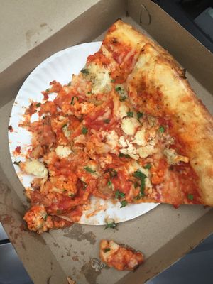 Screamers service every time I order. One destroyed slice over the other. I asked for it to be crispy. Messed up my first slice and this is how she compensated. Girl said they always come out like that while I watched her serve someone else a slice held together. at Screamer's Pizzeria - Greenpoint in Brooklyn