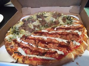BBQ jack and artichoke pie  at Screamer's Pizzeria - Greenpoint in Brooklyn