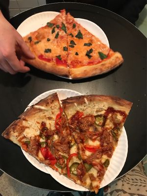 Margherita & BBQ jackfruit slices! at Screamer's Pizzeria - Greenpoint in Brooklyn