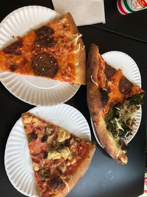 Pepperoni, Chorizo, and Fancy Kale slices at Screamer's Pizzeria - Greenpoint in Brooklyn
