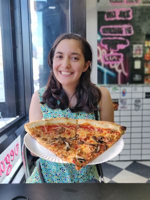 Mushroom sausage slice at Screamer's Pizzeria - Greenpoint in Brooklyn