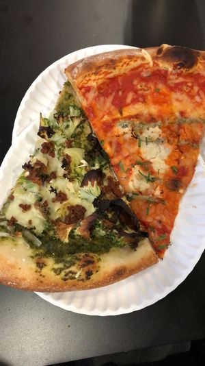 Buffalo and Fancy Kale slices at Screamer's Pizzeria - Greenpoint in Brooklyn