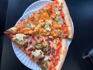 Soooo good! Buffalo and Chorizo  at Screamer's Pizzeria - Greenpoint in Brooklyn