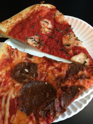 mozarella and seitan pepper style at Screamer's Pizzeria - Greenpoint in Brooklyn