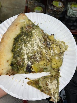 Pesto pizza  at Screamer's Pizzeria - Greenpoint in Brooklyn
