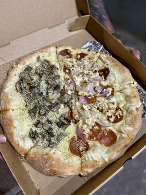 Half Vampire half Screamer’s  at Screamer's Pizzeria - Greenpoint in Brooklyn