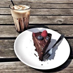Vegan chocolate cake, mostly on the menu, and mostly very tasty :)  at Coffeelabs in Antwerpen